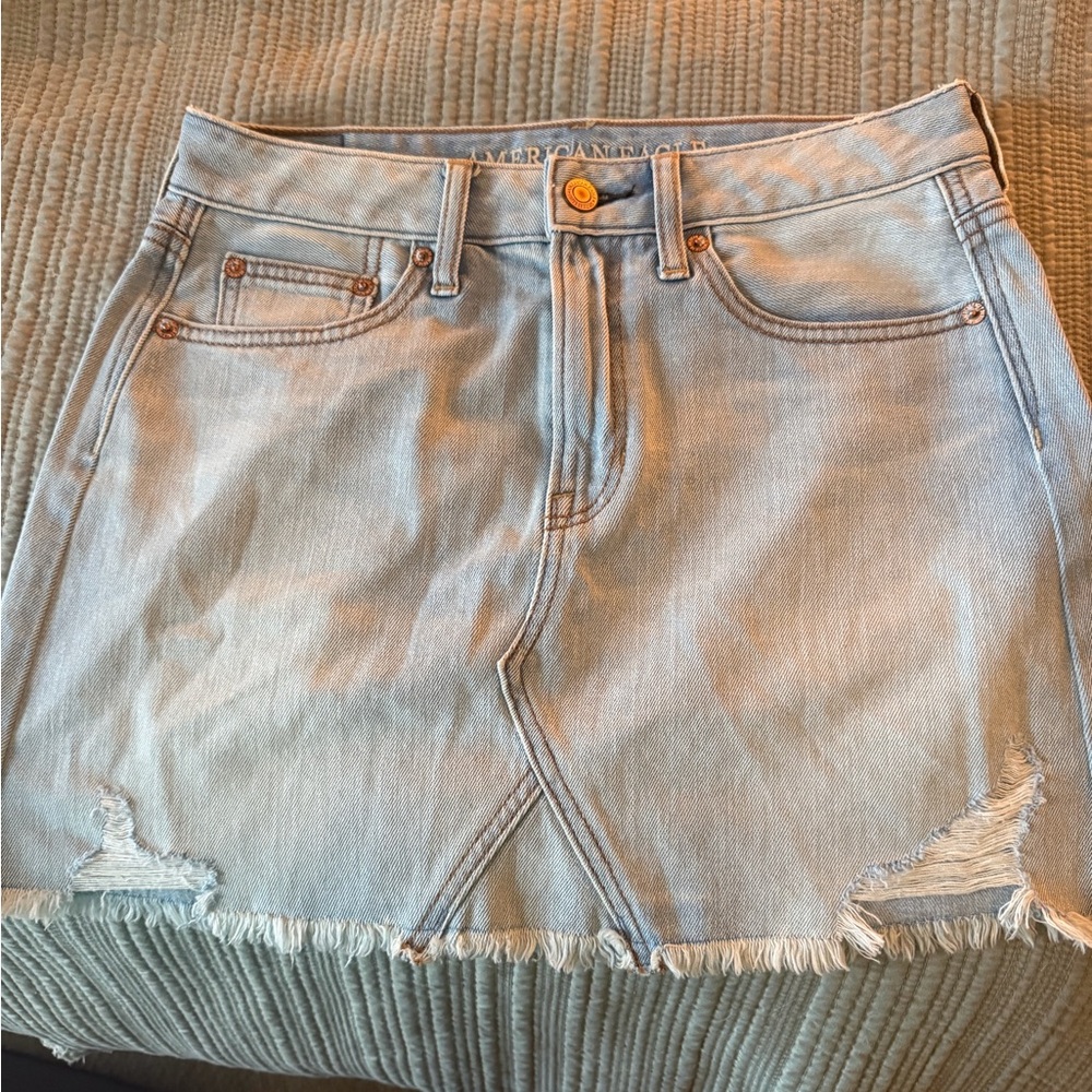 American Eagle Outfitters Light Wash Denim Mini Skirt